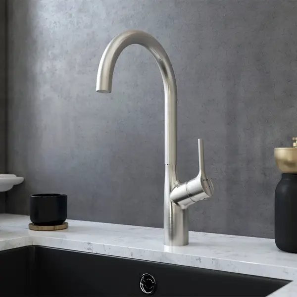 Кухонная мойка Saniteco 6550-L + Spike F9S07011 (сатин, с сифоном, дозатором и коландером)