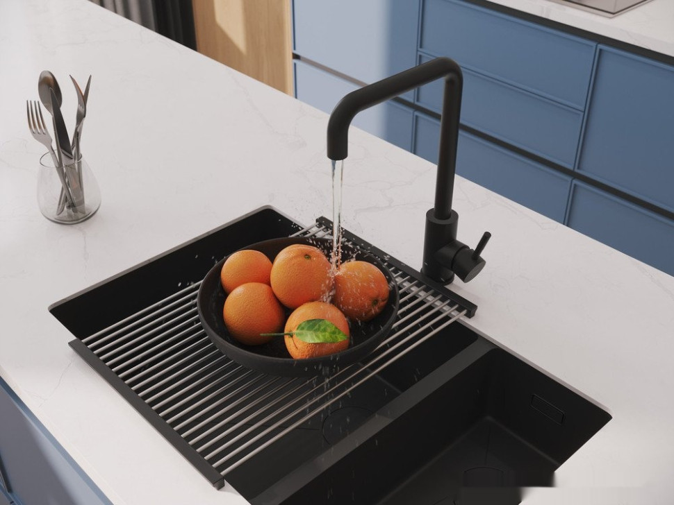 Смеситель Cersanit Como однорычажный с п-образным изливом 68246 (черный)