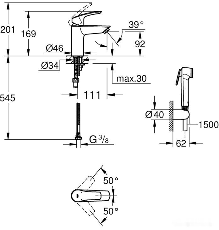 Смеситель Grohe Eurosmart 23124003