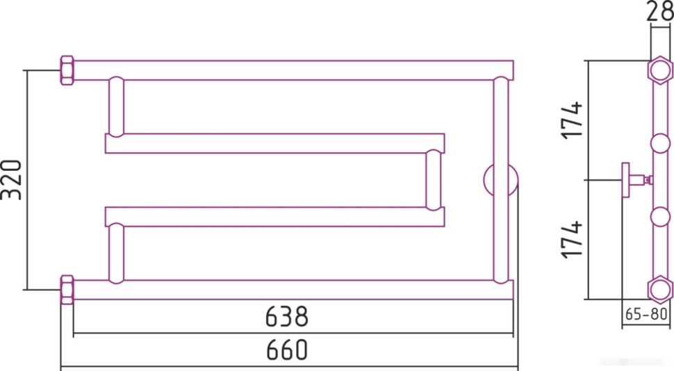 Полотенцесушитель Сунержа High-Tech model G 320x650 00-4051-3265