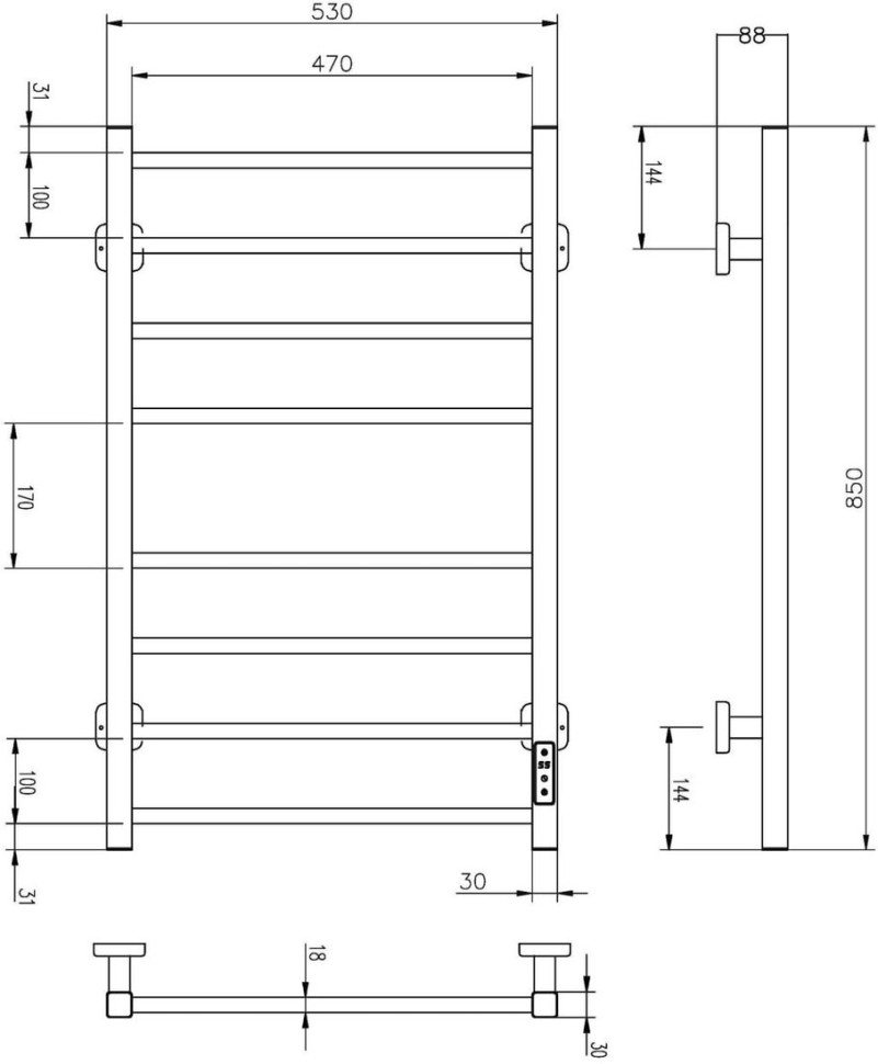 Полотенцесушитель Roxen Square BK-109SW-8T 11050-5385B (черный)