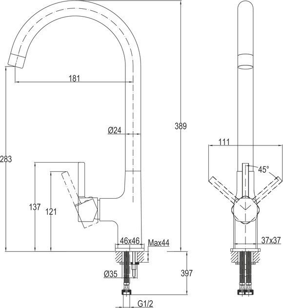 Смеситель Cersanit Elio однорычажный 64863 (хром)