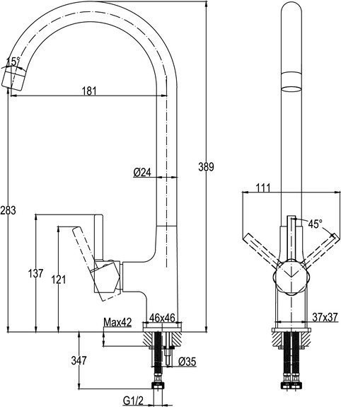 Смеситель Cersanit Elio однорычажный 64863 (хром)