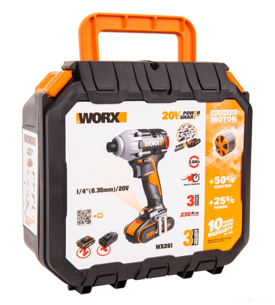 Винтоверт Worx WX261 (с 2-мя АКБ, кейс)