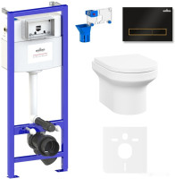 Унитаз Lavinia Boho Relfix Grance Hill Rimless 7 в 1 87561051 (черный/золот.пластик)