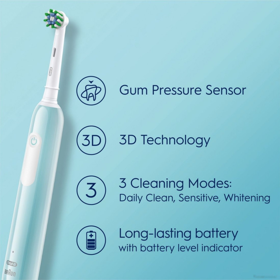 Электрическая зубная щетка Oral-B Pro Series 1 D305.523.3H (2 шт, черный/бирюзовый)