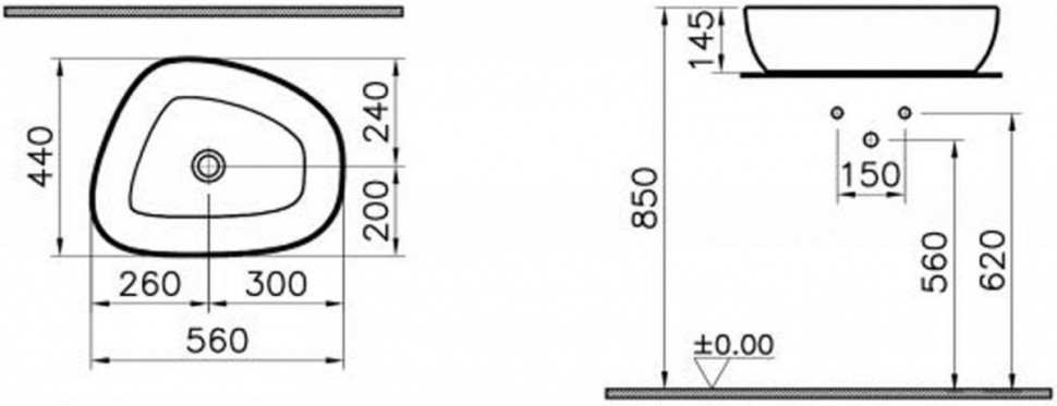 Умывальник Vitra Outline 5991B450-0016