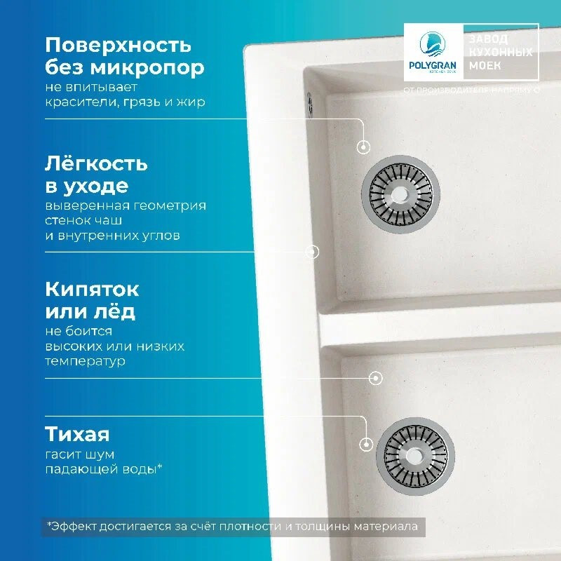 Кухонная мойка Polygran Brig 790 (белый хлопок)