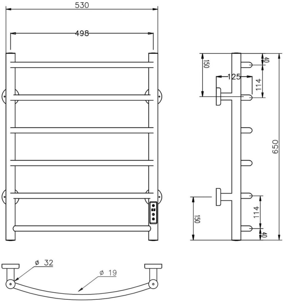 Полотенцесушитель Roxen Santi BK-109AW-6T 11030-5365B (черный)