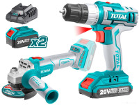 Набор электроинструмента Total TCKLI20155 (шуруповерт, болгарка, 2 АКБ)