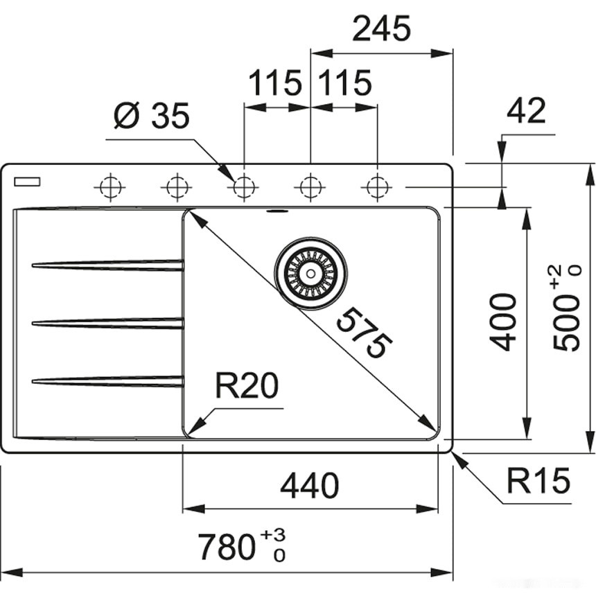 Кухонная мойка Franke Centro CNG 611/211-78 TL Fragranite 114.0639.726 (черный)