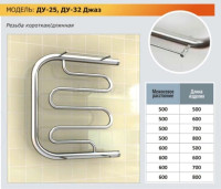 Полотенцесушитель Ростела Джаз ДУ-25 1" 50x70 см