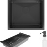 Кухонная мойка Roxen Simple 560220-50B PVD оружейная сталь (с коландером и дозатором)