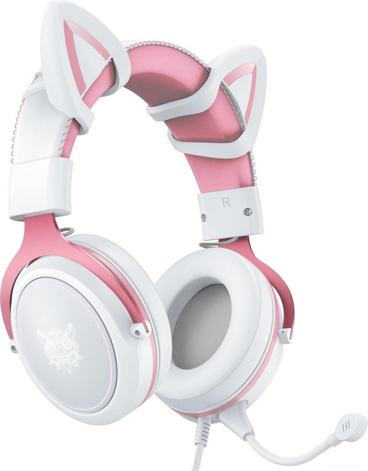 Наушники Onikuma X10 (белый/розовый, с ушками)