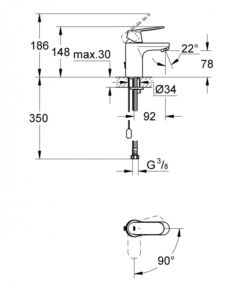 Смеситель Grohe Eurosmart Cosmopolitan 2337800E