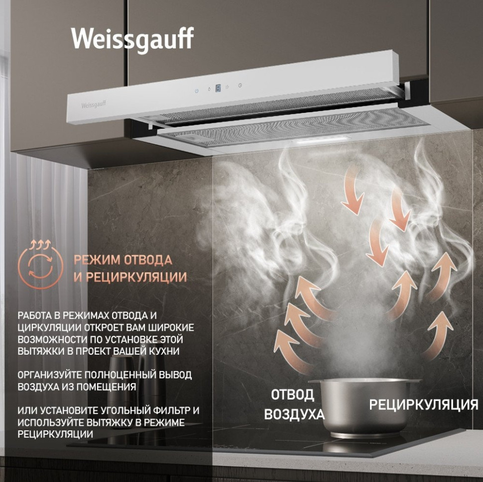Вытяжка Weissgauff TEL 600 TC WH