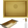 Кухонная мойка Roxen Snake 560220-60-GS PVD Gold золотая/текстурная (с коландером и дозатором)
