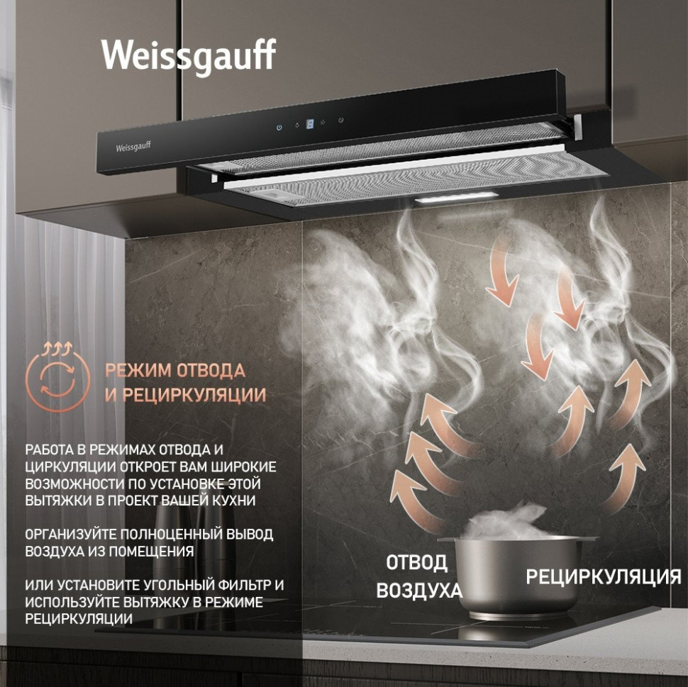Вытяжка Weissgauff TEL 600 TC BL