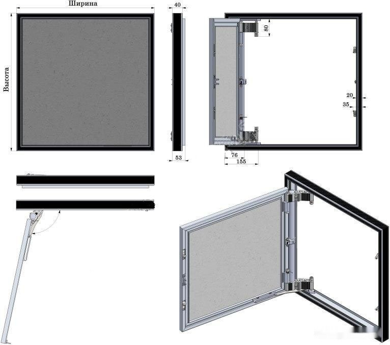 Люк под плитку РусВент Секрет-М (400x400)