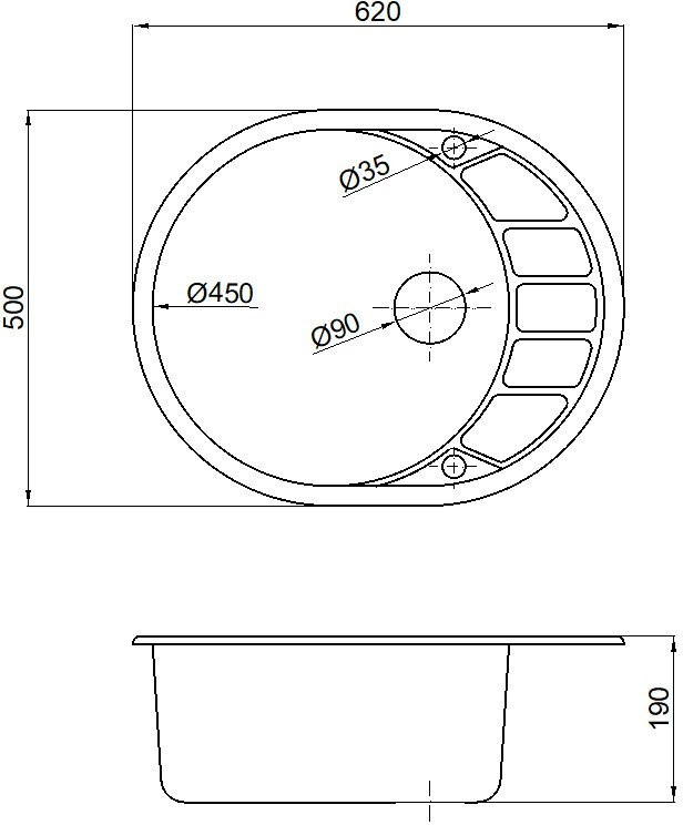 Кухонная мойка Marblan Ovata R (серебристый)