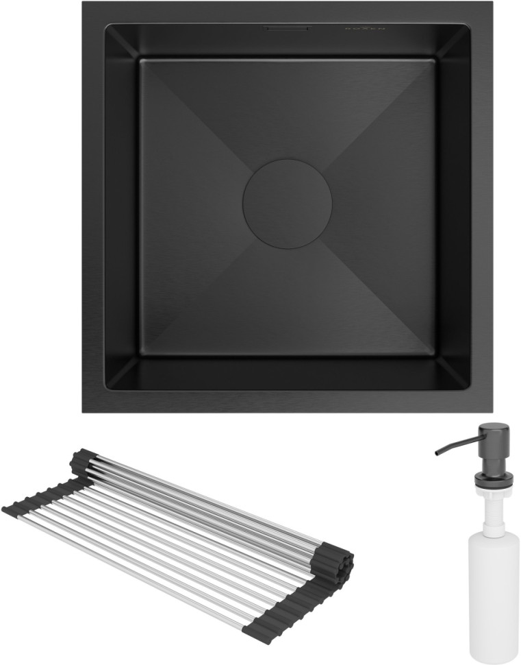 Кухонная мойка Roxen Uno 560210-44B (набор ролл-мат, дозатор)