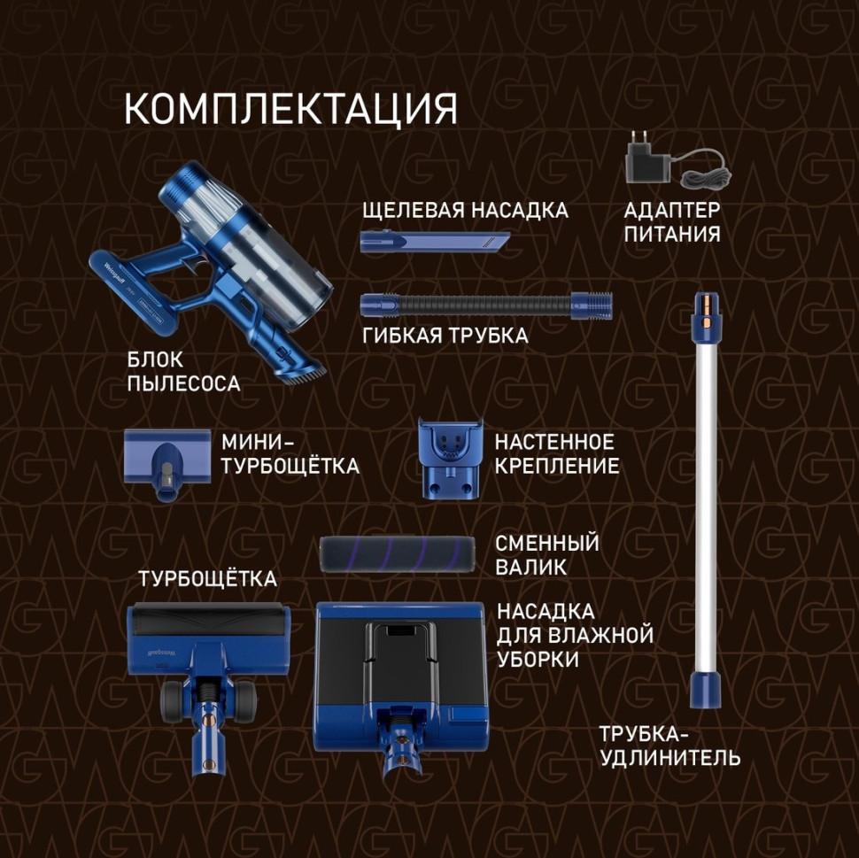 Пылесос Weissgauff V14 BLDC 500 Argento Aqua Turbo