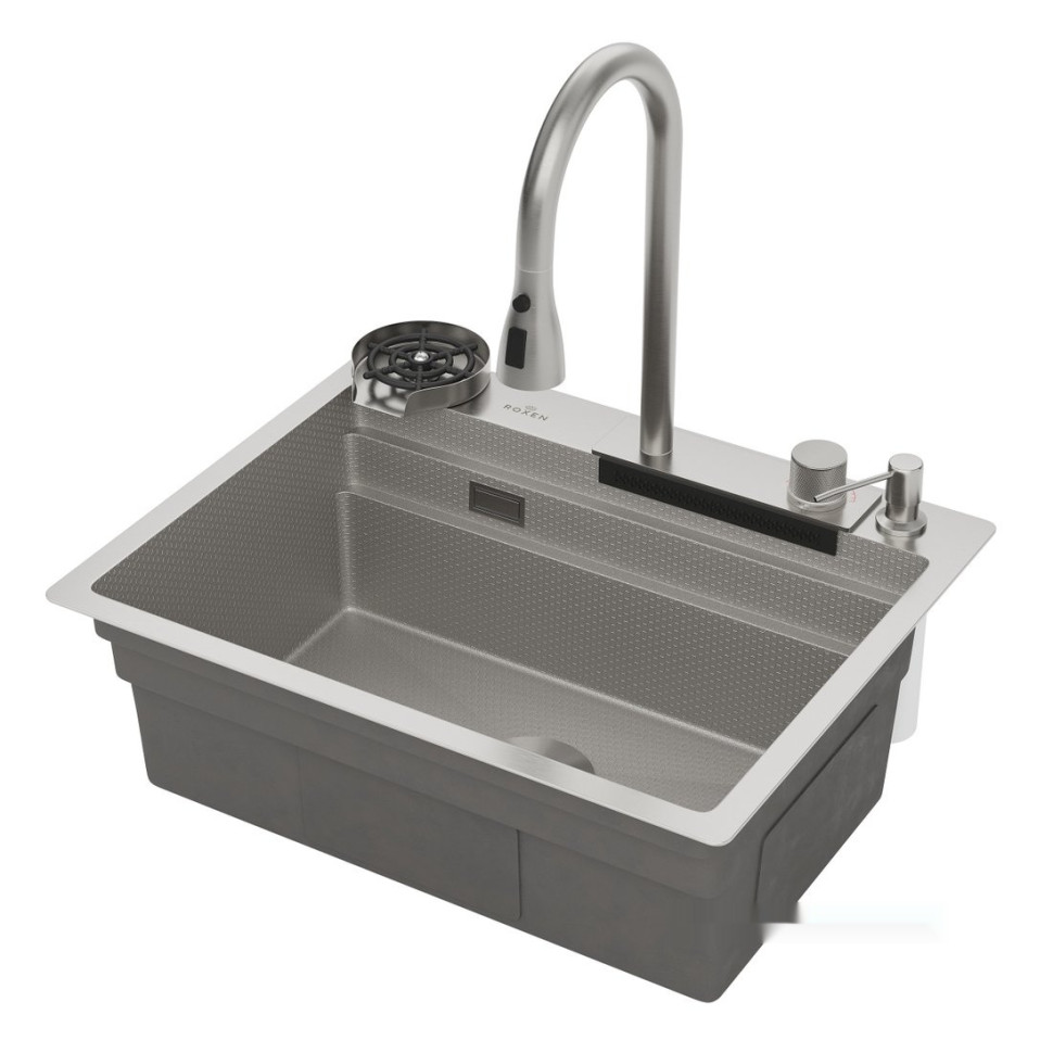 Кухонная мойка Roxen Stage Plus 560250-60-S многофункциональная 8 в 1 (60*48/текстурный сатин)