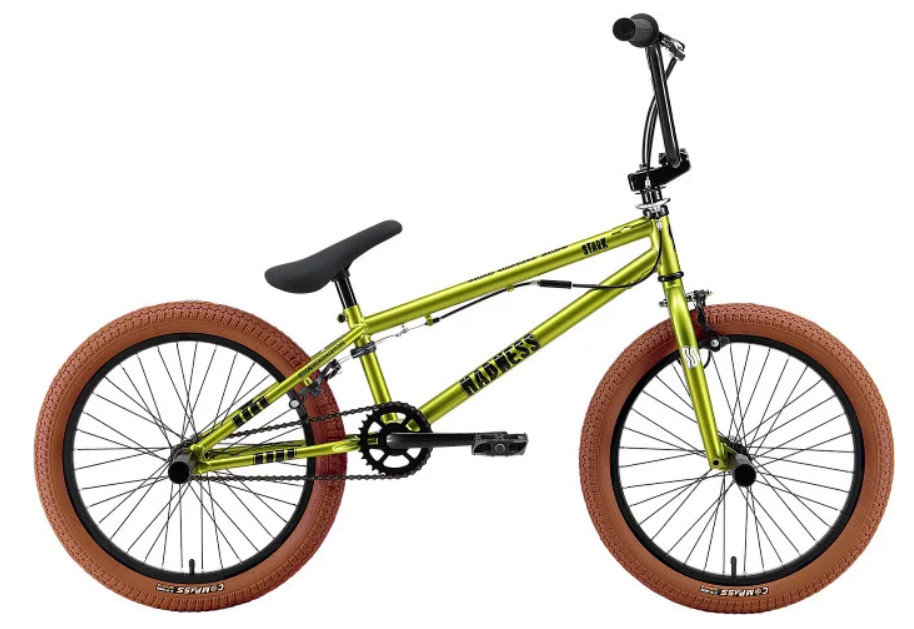 Велосипед Stark Madness BMX 2 2025 (ярко-зеленый/черный/песочный)