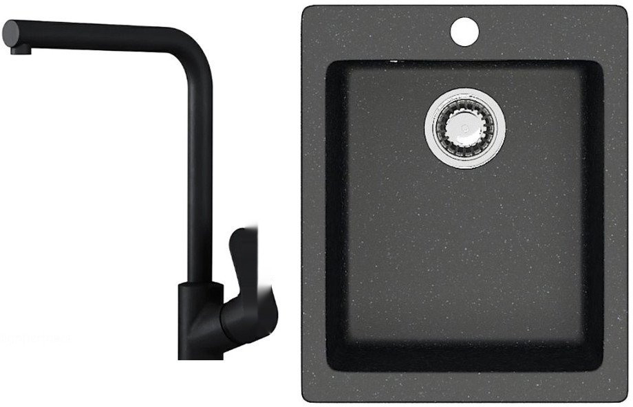 Кухонная мойка Berge BR-4200 + Like F8005022 (черный)