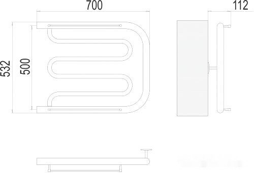 Полотенцесушитель Terminus Фокстрот 1" 500x700 бп (хром)