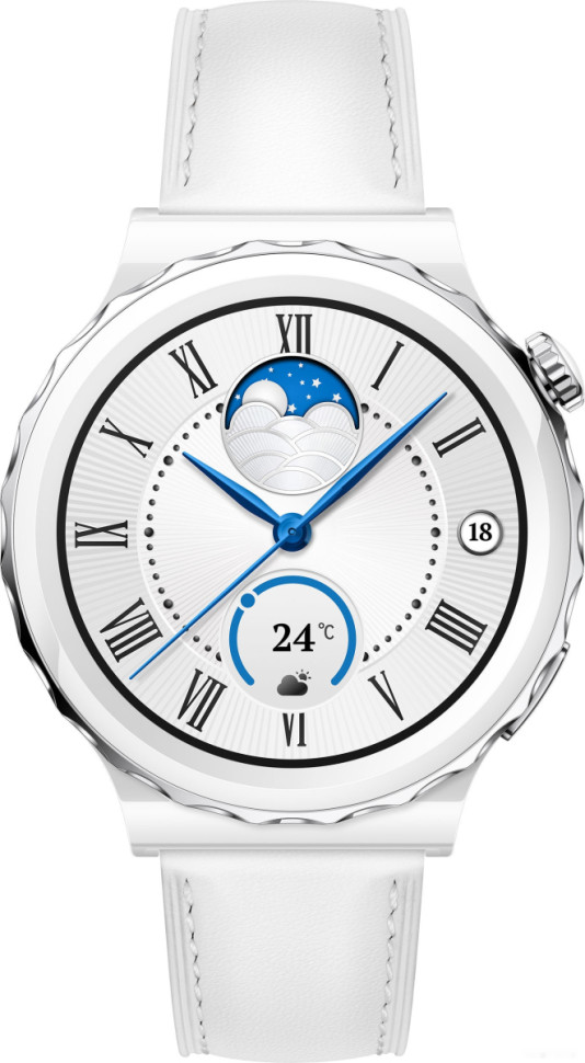 Умные часы Huawei Watch GT 3 Pro Ceramic 43 мм (белый/кожа)
