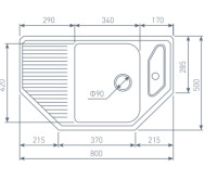 Кухонная мойка Zigmund &amp; Shtain ECKIG 800 (Темная скала)