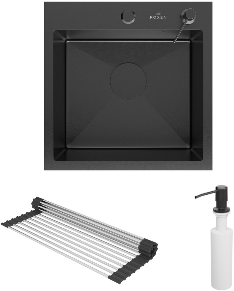 Кухонная мойка Roxen Snake 560220-45-BS (с ролл-матом и дозатором)