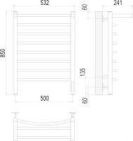 Полотенцесушитель Terminus Классик П8 500x850 с полкой нп электро (хром)