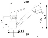Смеситель Franke Novara Plus оникс (с выдвижным шлангом)