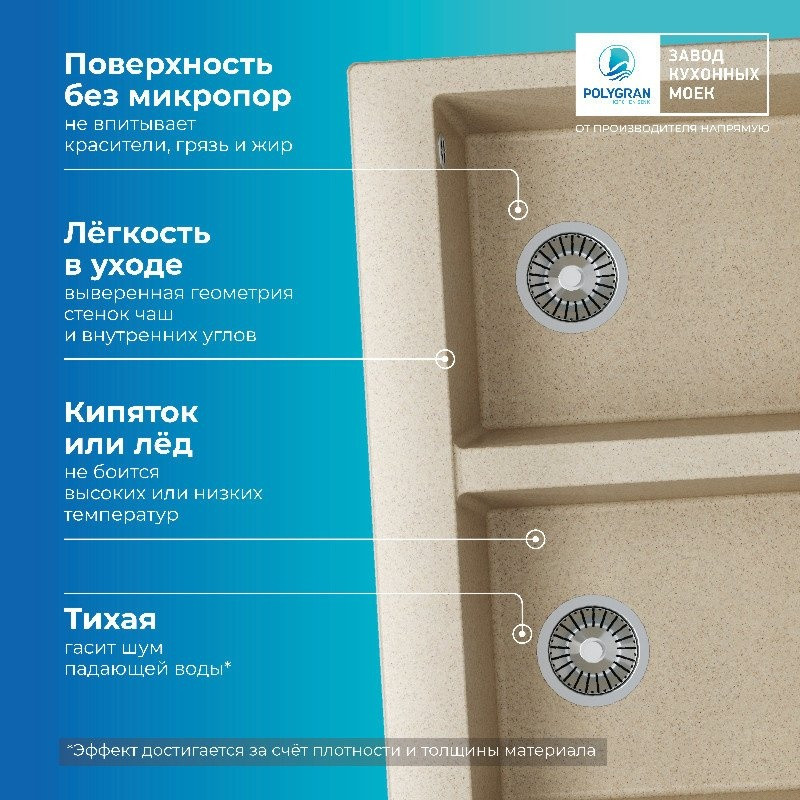 Кухонная мойка Polygran Brig 790 (опал)