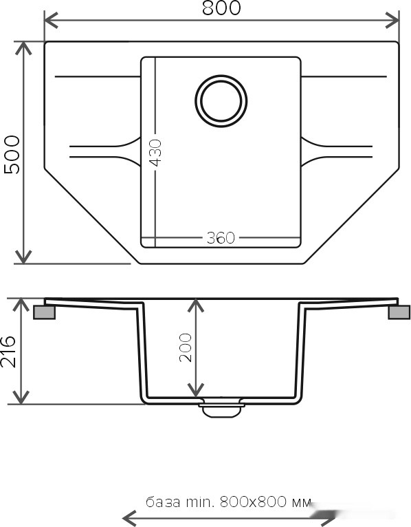 Кухонная мойка Polygran Riff-800 (песочный 302)