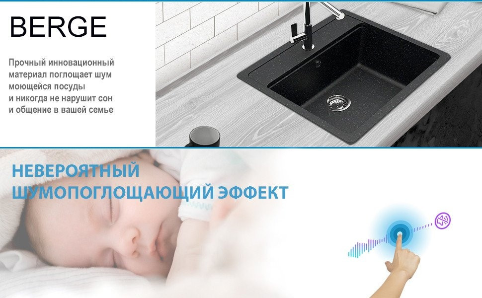 Кухонная мойка Berge BR-5750 (черный матовый)