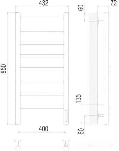 Полотенцесушитель Terminus Аврора П8 400x850 электро (хром)