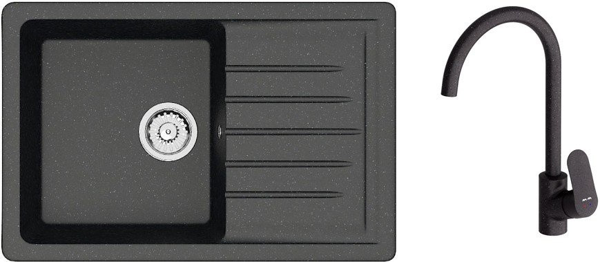 Кухонная мойка Berge BR-7602 + Like F8007122 (черный)