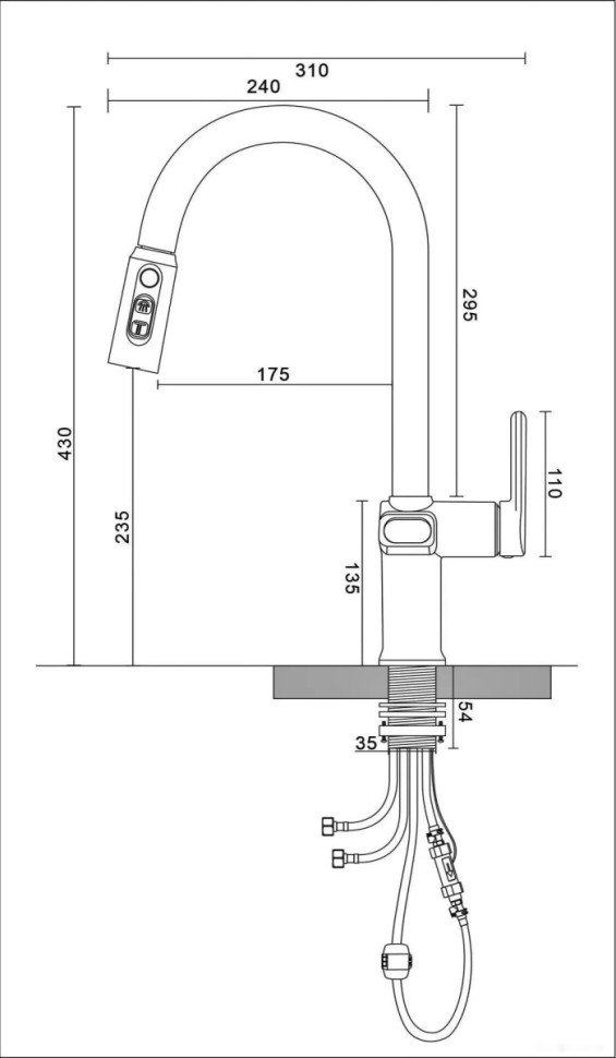 Смеситель ESKO K15B LED (черный)