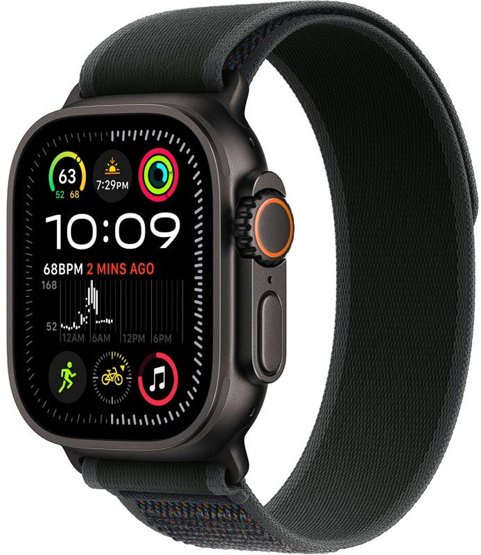 Умные часы Apple Watch Ultra 2 LTE 49 мм (титановый корпус, черный/черный, нейлоновый ремешок S/M)