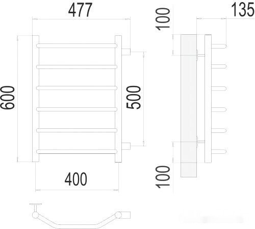 Полотенцесушитель Terminus Классик П6 400x600 бп (хром)