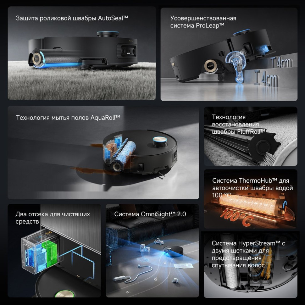 Робот-пылесос Dreame Robot Vacuum Aqua10 Ultra Roller Complete Black RLH71DE-1 (евровилка, черный)