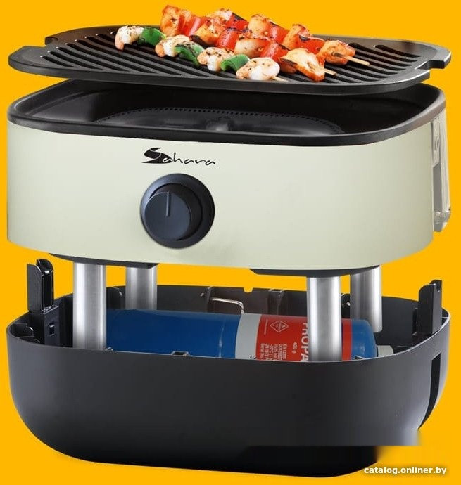 Портативный газовый гриль SAHARA Mini BBQ (серебристый)
