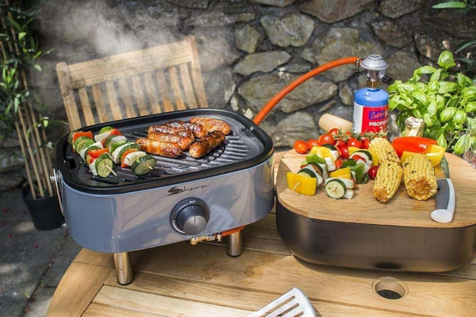 Портативный газовый гриль SAHARA Mini BBQ (серебристый)