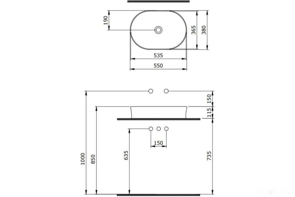 Умывальник Berges Wasserhaus Ego SL 55x38 181012