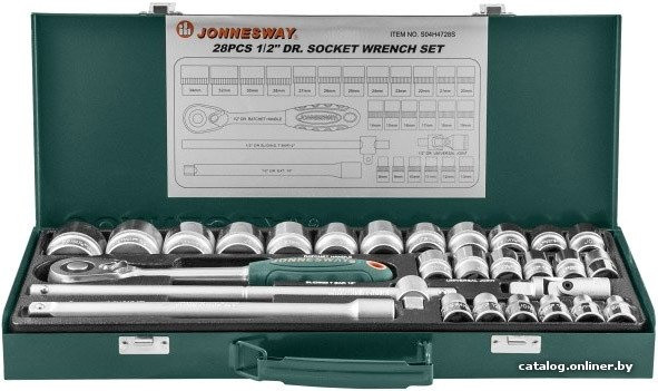 Набор трещотка с головками Jonnesway S04H4728S 28 предметов